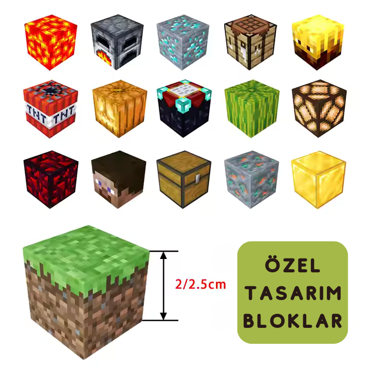Manyetik Maden Blokları - 224 Parça Minecraft Uyumlu Set